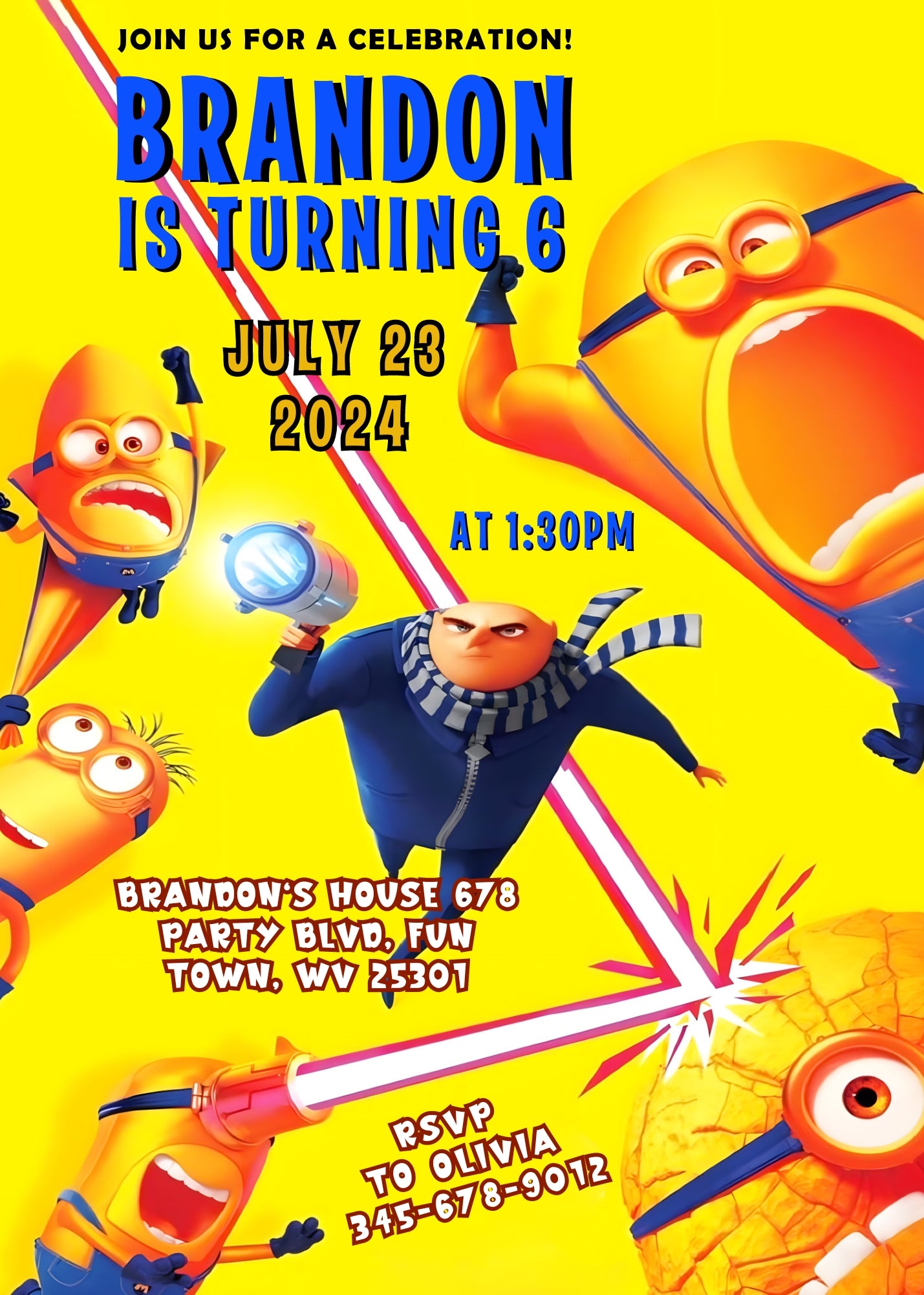 Despicable Me Minions customizable invitation template | Share or Print | WV417