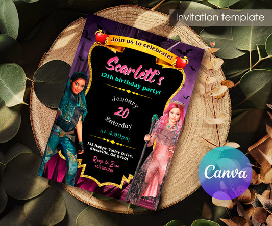 Descendants Disney customizable invitation template | Share or Print | BD296