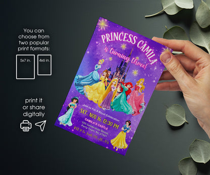 Disney Princess customizable invitation template | Share or Print | girl | HU798