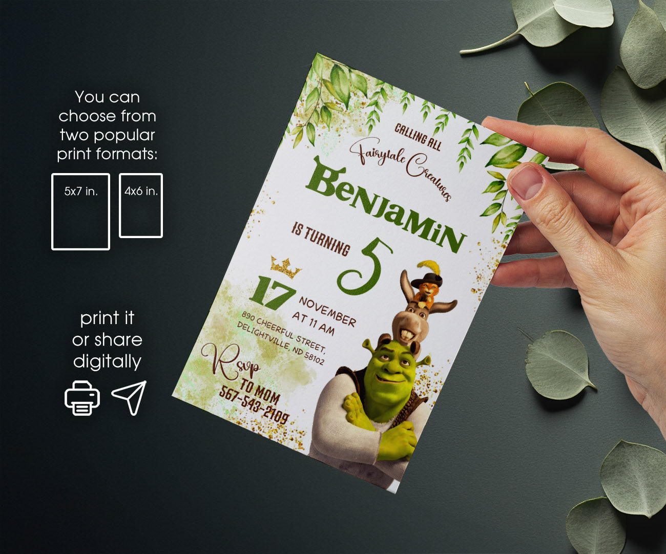 Shrek customizable invitation template | Share or Print | QE924