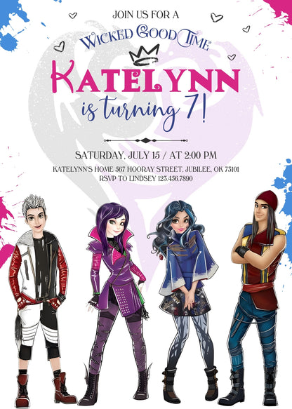 Descendants Disney customizable invitation template | Share or Print | CU817
