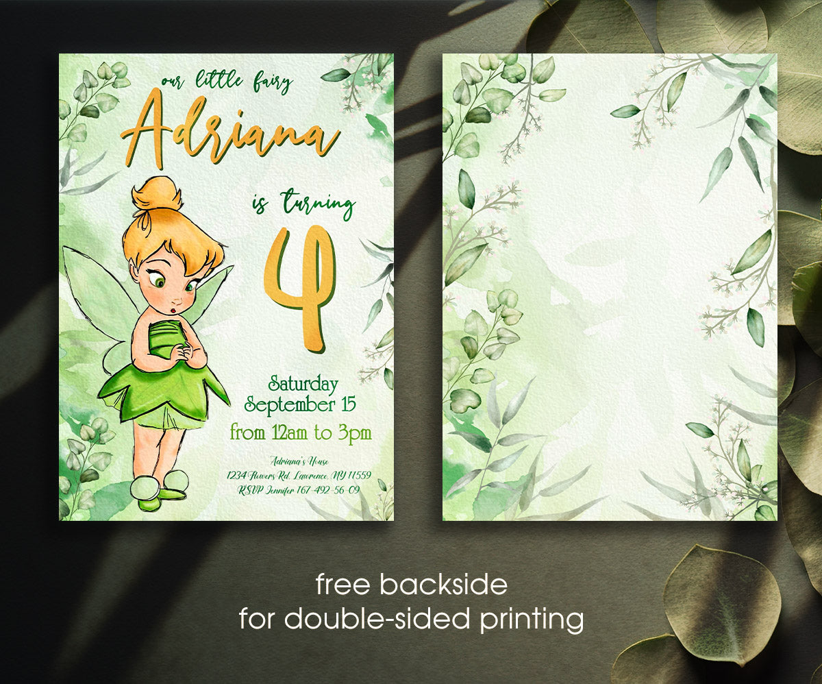 Tinker Bell Fairy Princess customizable invitation template | Share or Print | girl | BV373
