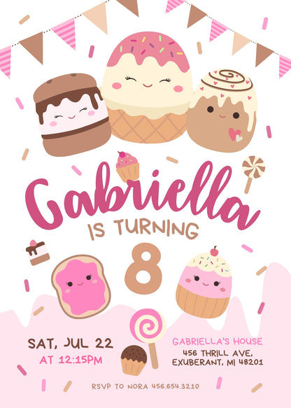 Squishmallows customizable invitation template | Share or Print | RV974