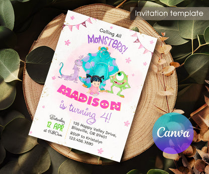 Monsters, Inc. customizable invitation template | Share or Print | WK061