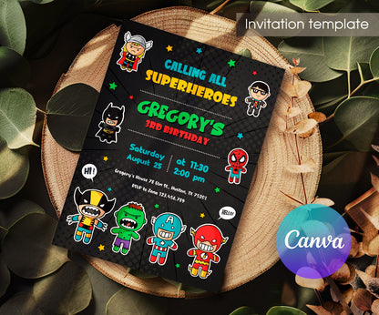 Avengers Marvel Superhero customizable invitation template | Share or Print | boy | AZ161