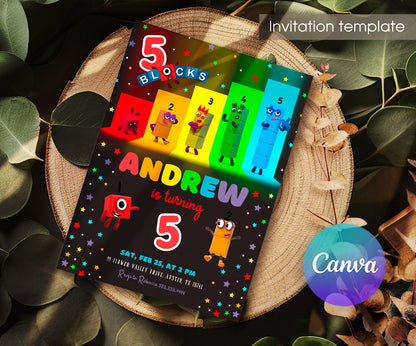 Numberblocks customizable invitation template | Share or Print | YP632
