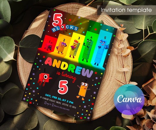 Numberblocks customizable invitation template | Share or Print | YP632