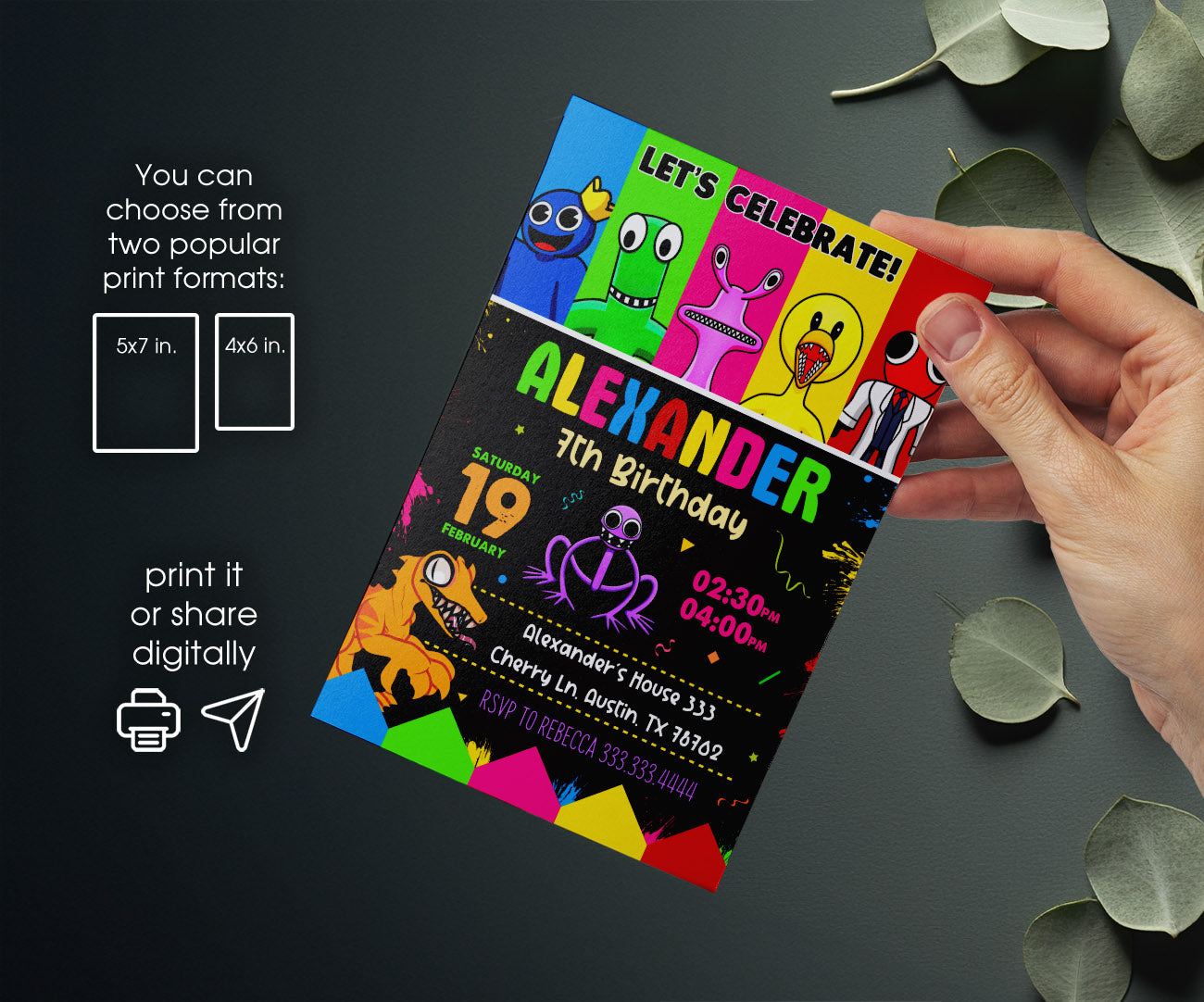 Rainbow Friends customizable invitation template | Share or Print | QP620