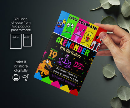 Rainbow Friends customizable invitation template | Share or Print | QP620