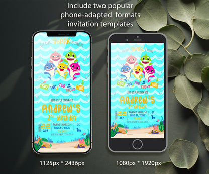Baby Shark customizable invitation template | Share or Print | XQ515