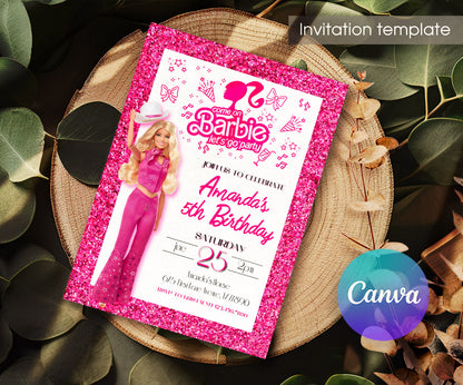Barbie Pink customizable invitation template | Share or Print | girl | RE785