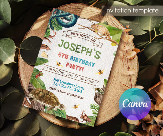 Reptile Lizard Snake customizable invitation template | Share or Print | XV714