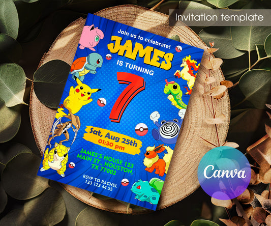 Pokemon Pikachu customizable invitation template | Share or Print | RB730
