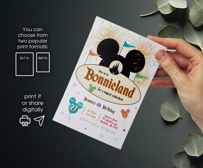 Disneyland customizable invitation template | Share or Print | girl | QJ963