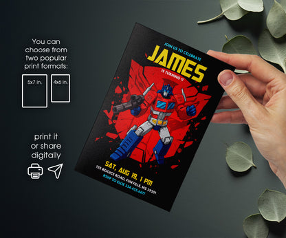 Transformers Rescue Bots customizable invitation template | Share or Print | boy | YB638