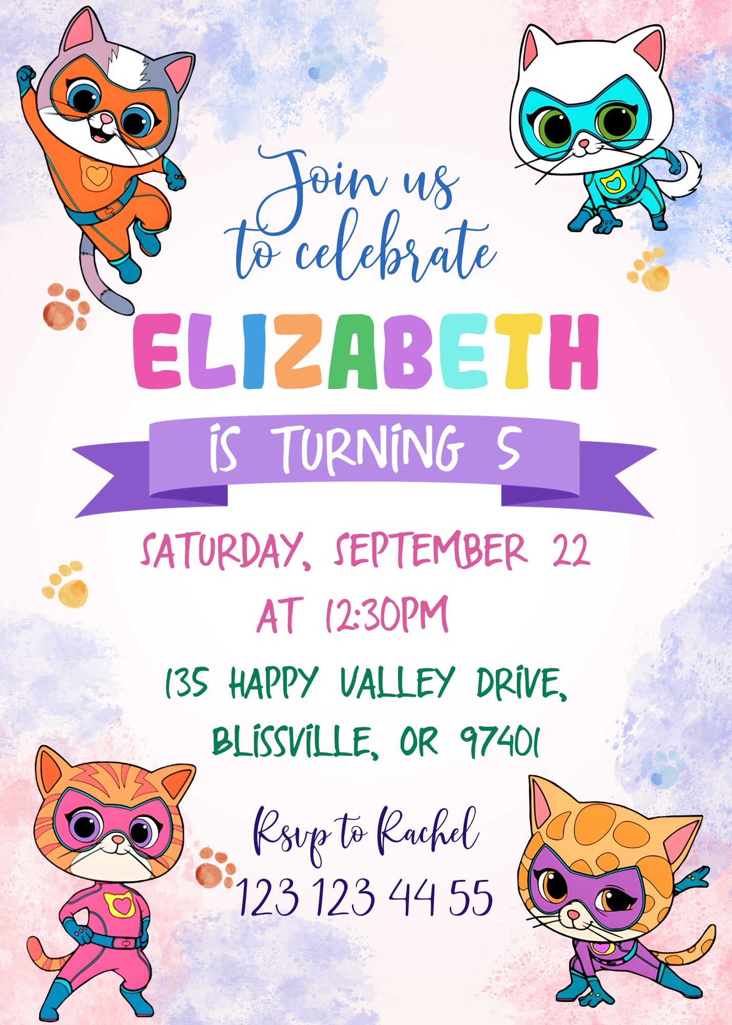SuperKitties customizable invitation template | Share or Print | IR985