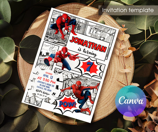 Spiderman Marvel Superhero customizable invitation template | Share or Print | boy | TK599