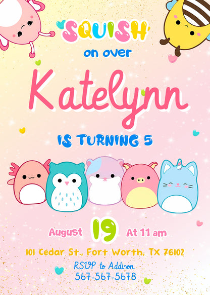 Squishmallows customizable invitation template | Share or Print | HO638