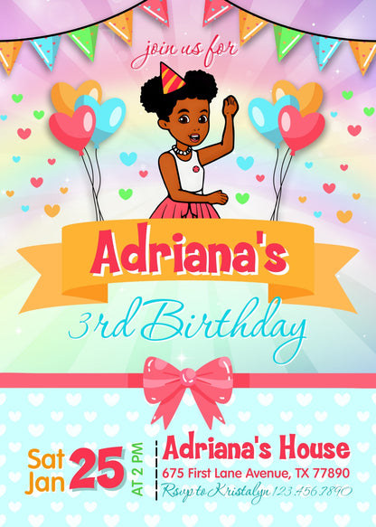 Gracie's Corner Music customizable invitation template | Share or Print | girl | XL751