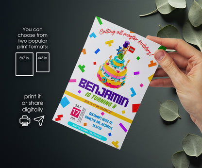 Lego customizable invitation template | Share or Print | UG409