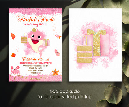Baby Shark customizable invitation template | Share or Print | DH302