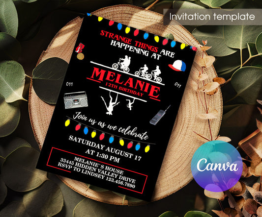Stranger Things customizable invitation template | Share or Print | KN407