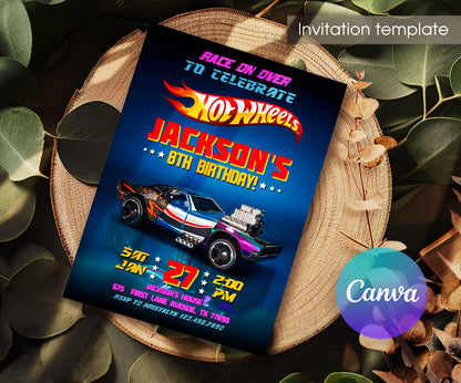 Hot Wheels Racing customizable invitation template | Share or Print | boy | EB976