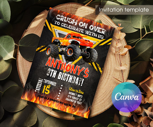 El Toro Loco Monster Jam Truck customizable invitation template | Share or Print | boy | PC306