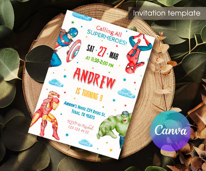 Avengers Marvel Superhero customizable invitation template | Share or Print | boy | BX952