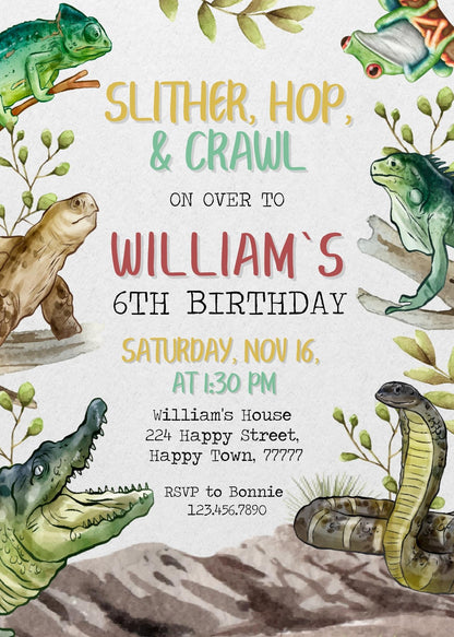 Reptile Lizard Snake customizable invitation template | Share or Print | AM982