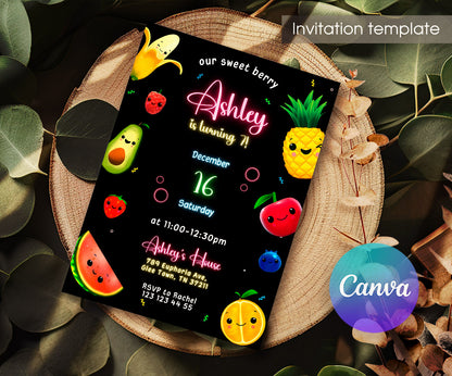 Hey Bear Sensory Dancing Fruits customizable invitation template | Share or Print | PT437