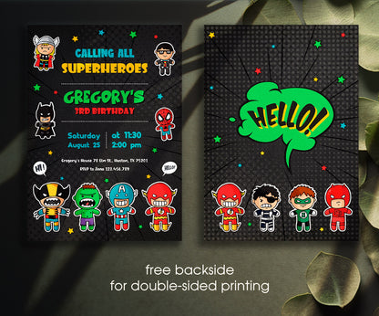 Avengers Marvel Superhero customizable invitation template | Share or Print | boy | AZ161