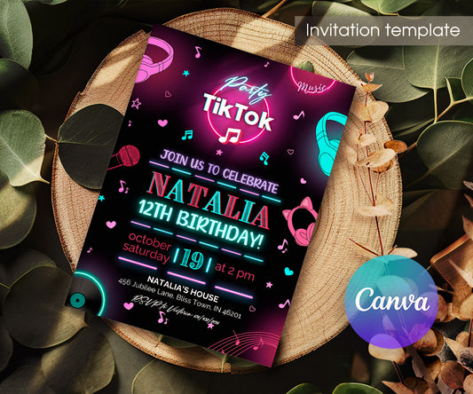 Tik Tok Party customizable invitation template | Share or Print | YN586