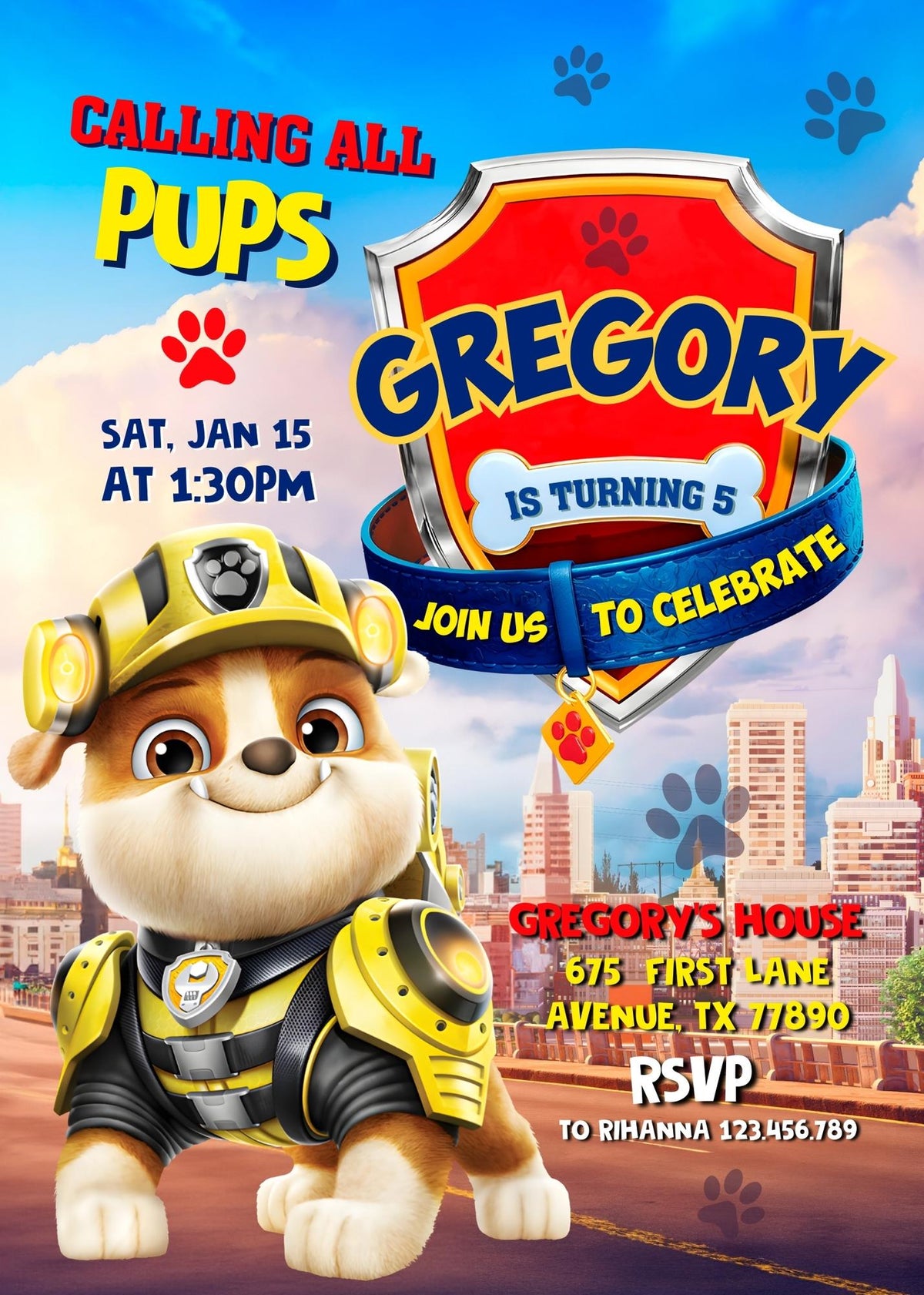 PAW Patrol customizable invitation template | Share or Print | EL151