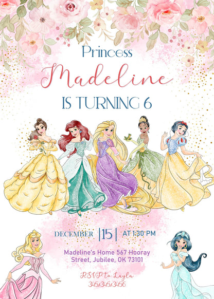 Disney Princess customizable invitation template | Share or Print | girl | FE691