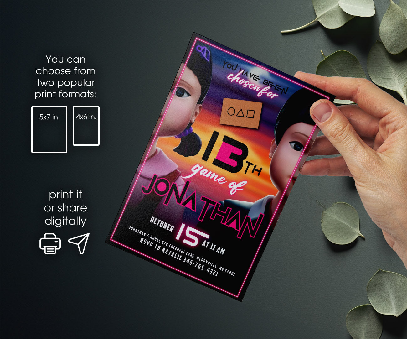 Squid Game customizable invitation template | Share or Print | AF317