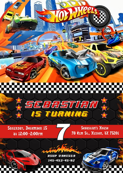 Hot Wheels Racing customizable invitation template | Share or Print | boy | CL612
