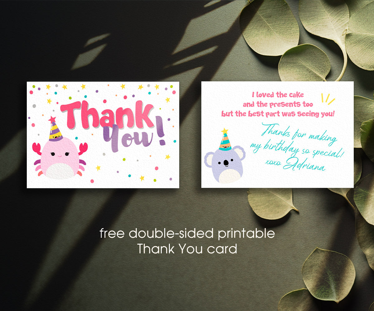 Squishmallows customizable invitation template | Share or Print | NT037