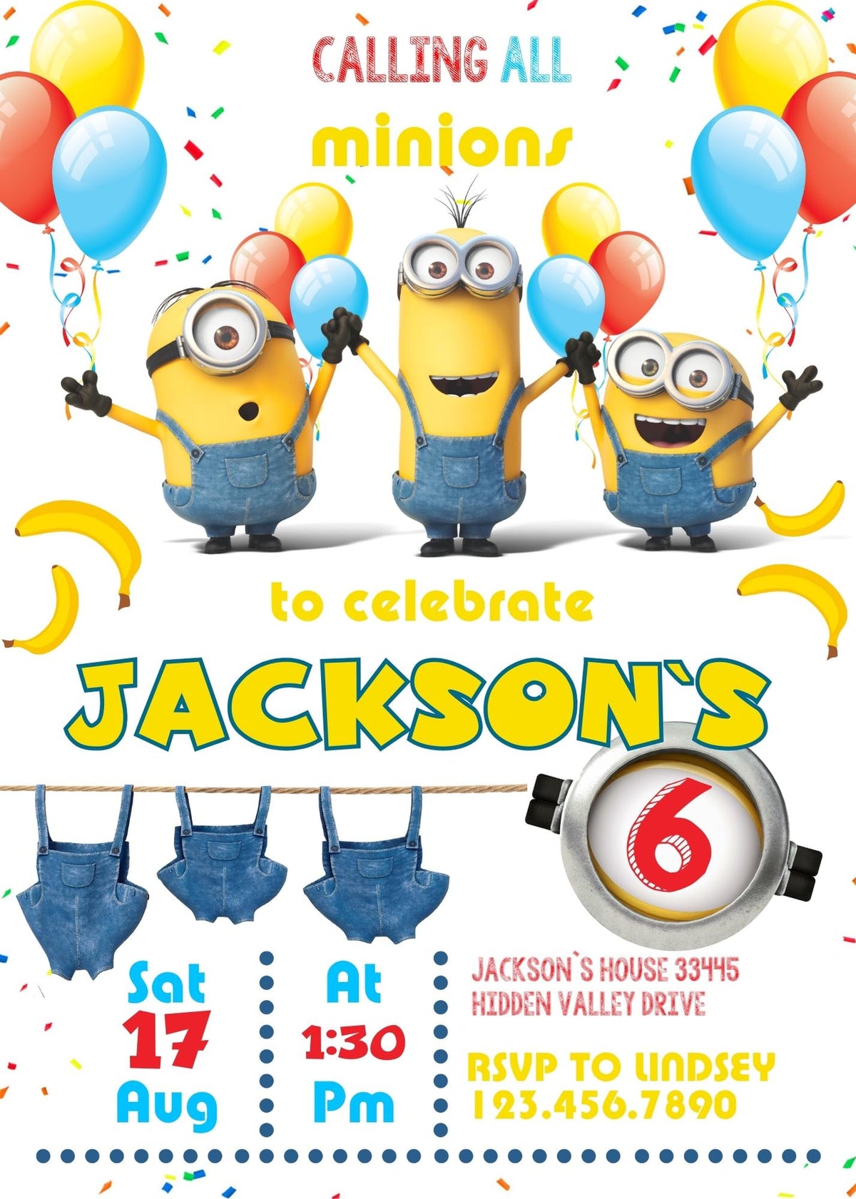 Minions Despicable Me customizable invitation template | Share or Print | IC300