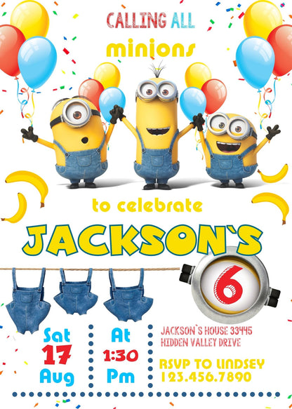 Minions Despicable Me customizable invitation template | Share or Print | IC300