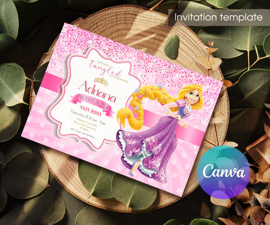 Rapunzel Princess Tangled customizable invitation template | Share or Print | girl | EL803