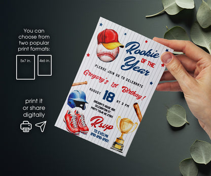 Baseball MLB Sport customizable invitation template | Share or Print | boy | DU307