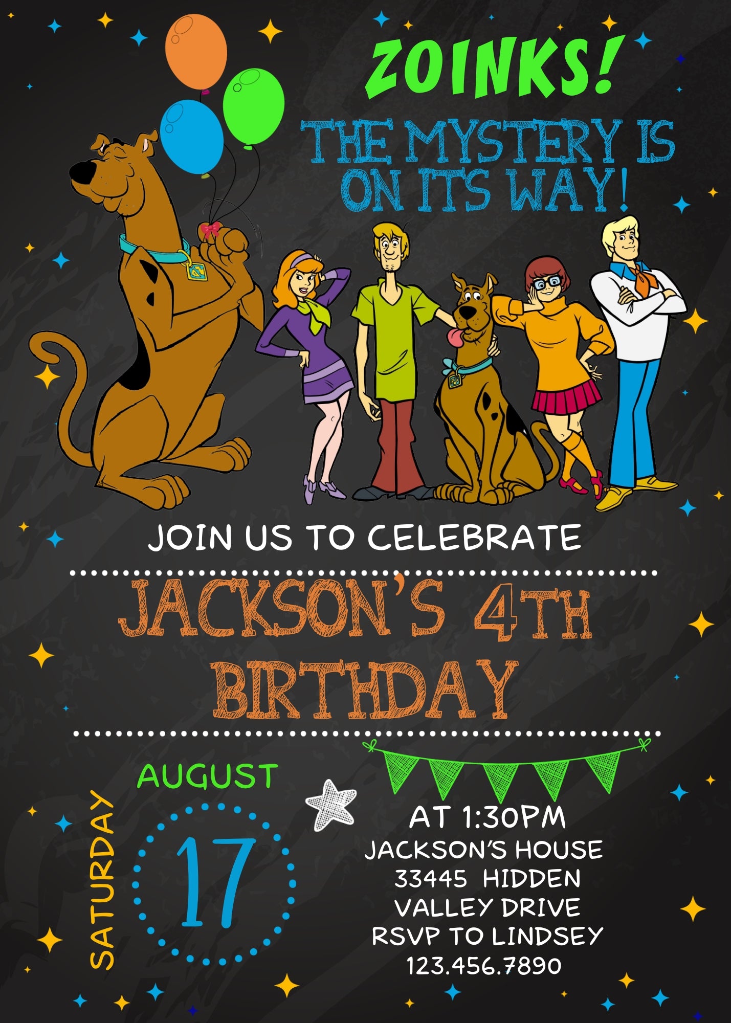 Scooby-Doo customizable invitation template | Share or Print | XK310