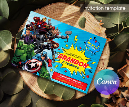 Avengers Marvel Superhero customizable invitation template | Share or Print | boy | QM326