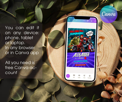 Avengers Marvel Superhero customizable invitation template | Share or Print | boy | WS540