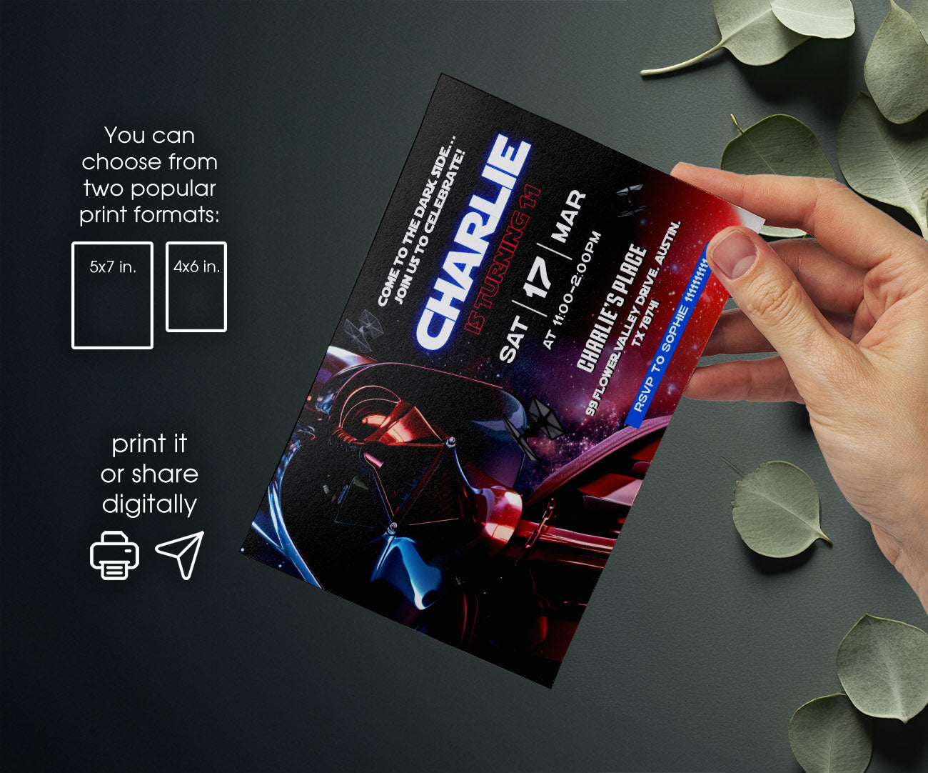 Star Wars Darth Vader customizable invitation template | Share or Print | boy | GX963