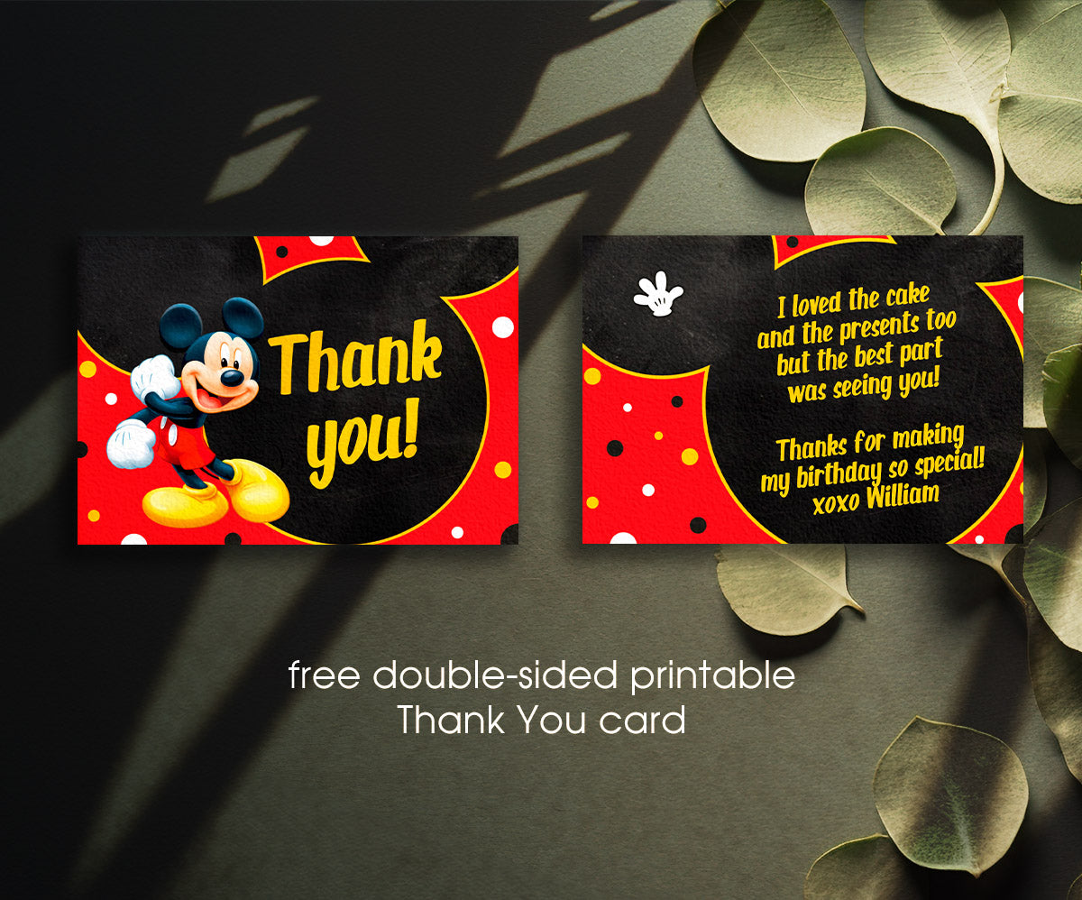 Mickey Mouse 1st Birthday customizable invitation template | Share or Print | ND898
