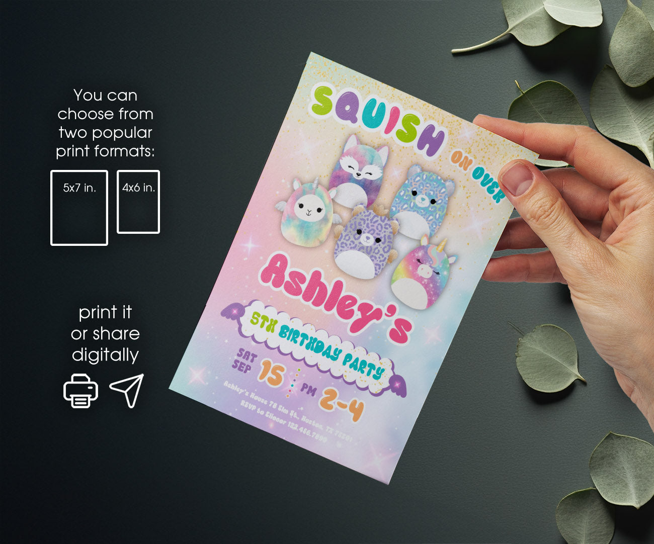 Squishmallows customizable invitation template | Share or Print | YF893