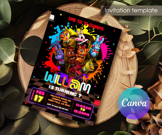 Five Nights at Freddy's customizable invitation template | Share or Print | HD907