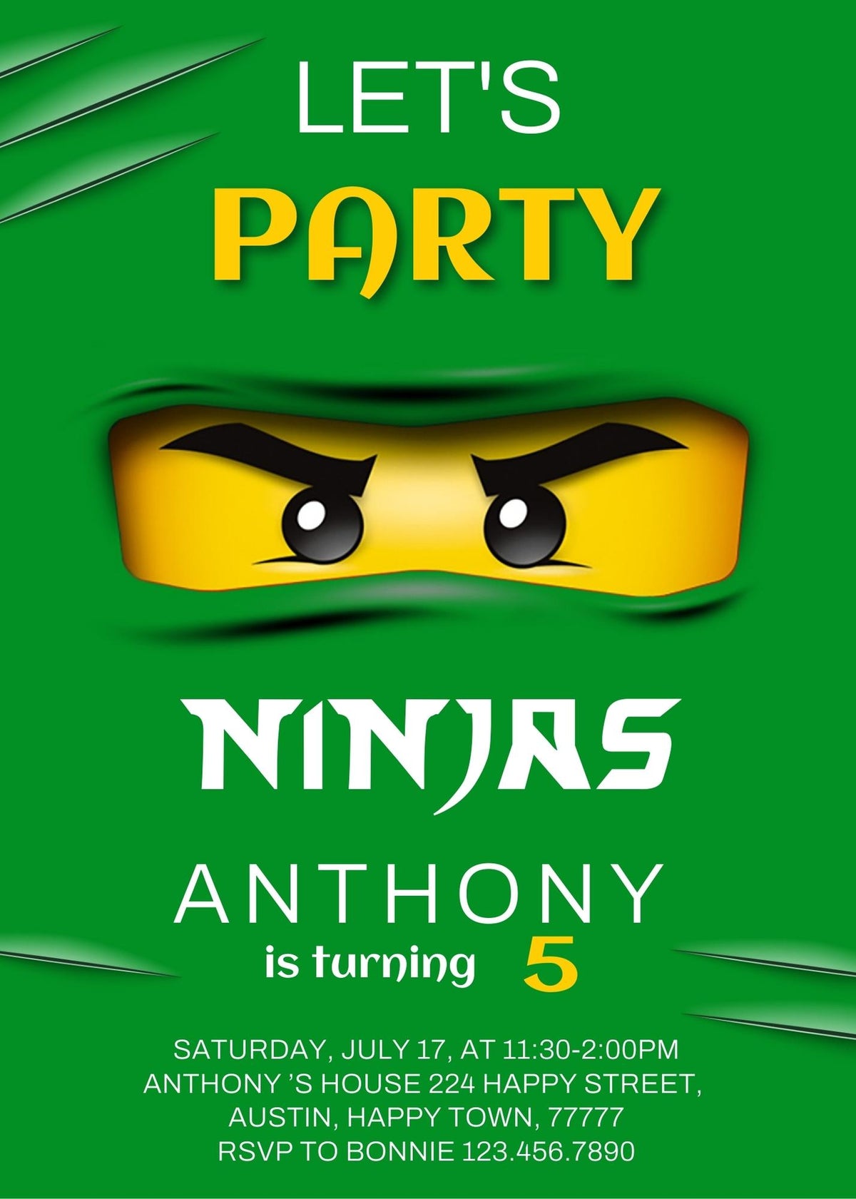Ninjago Minifigures Lego customizable invitation template | Share or Print | PF763